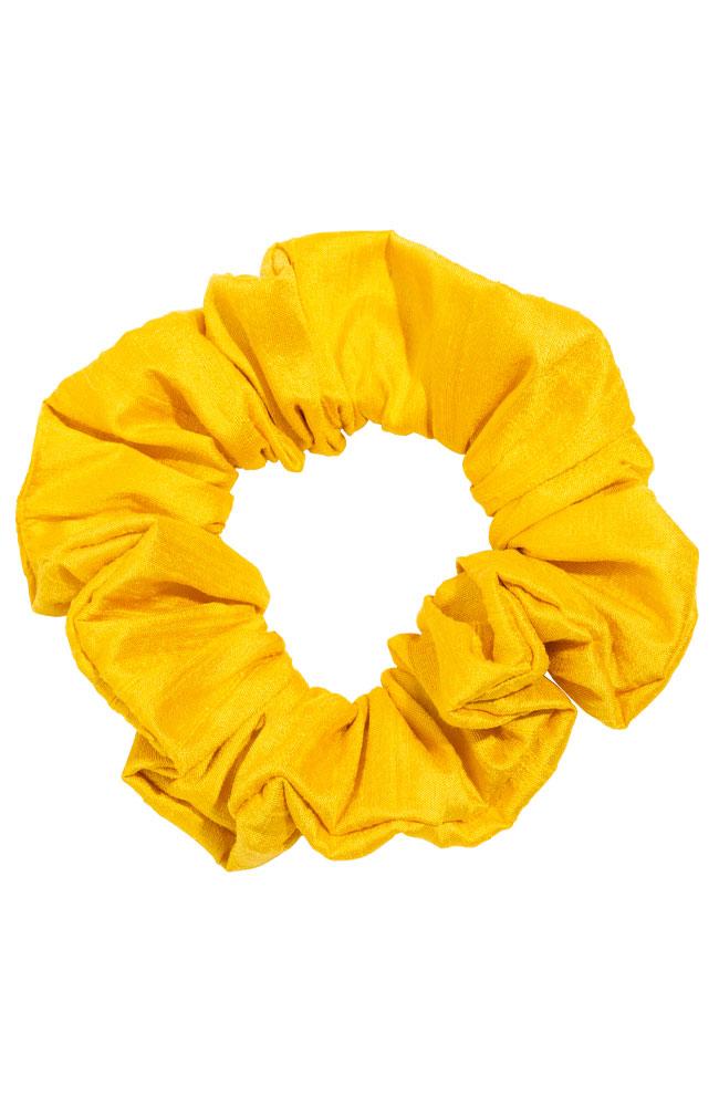 L. Erickson USA Medium Pony/Scrunchie - Mustard Yellow, Silk Dupioni