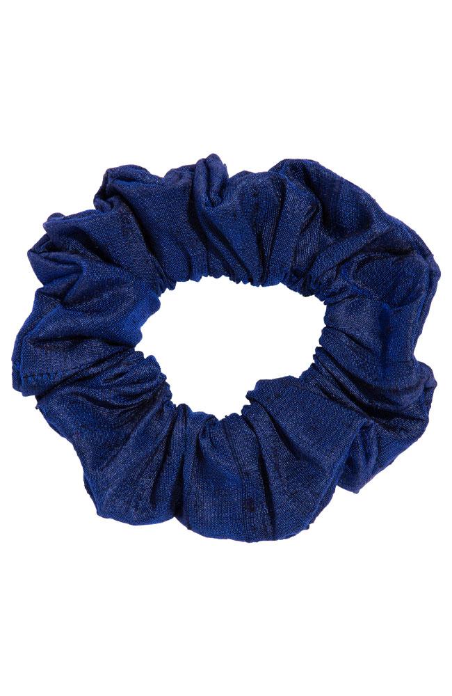 L. Erickson USA Medium Pony/Scrunchie - Navy Blue, Silk Dupioni