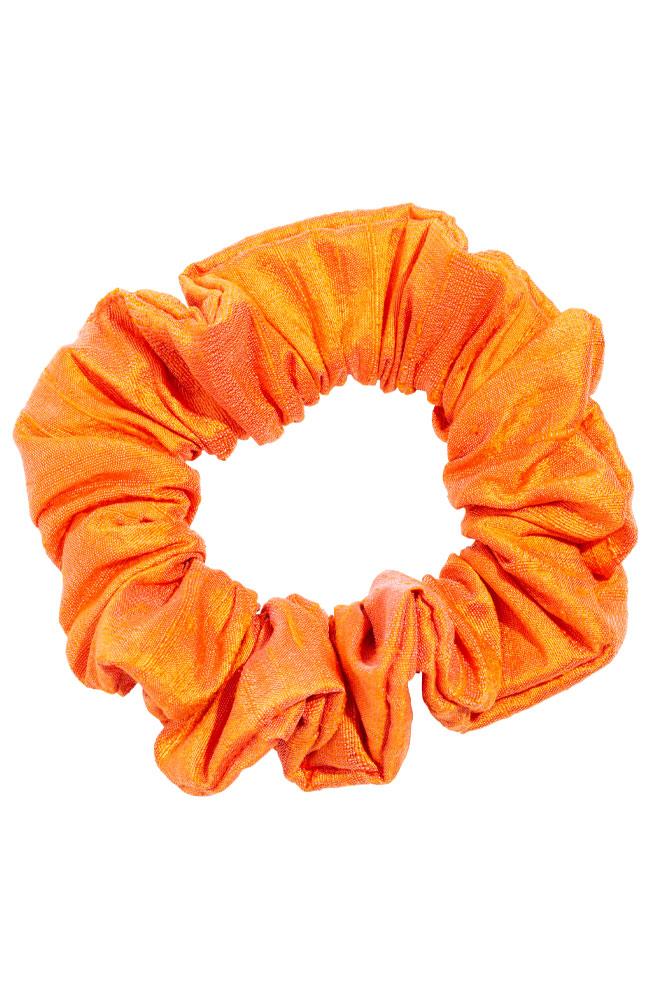 L. Erickson USA Medium Pony/Scrunchie - Nectarine Orange, Silk Dupioni