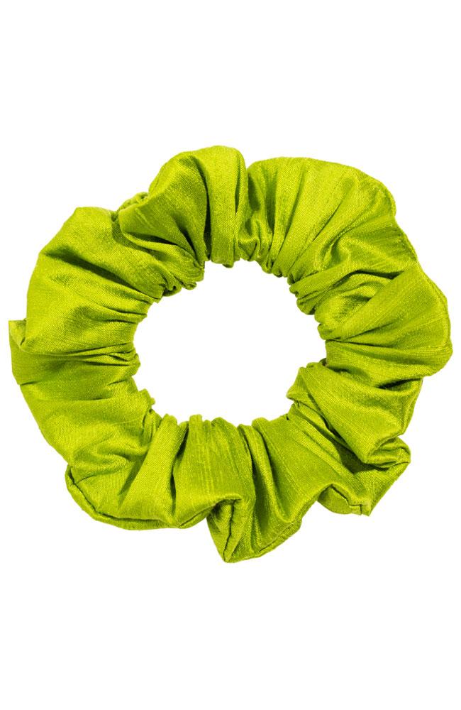 L. Erickson USA Medium Pony/Scrunchie - Peridot Green, Silk Dupioni