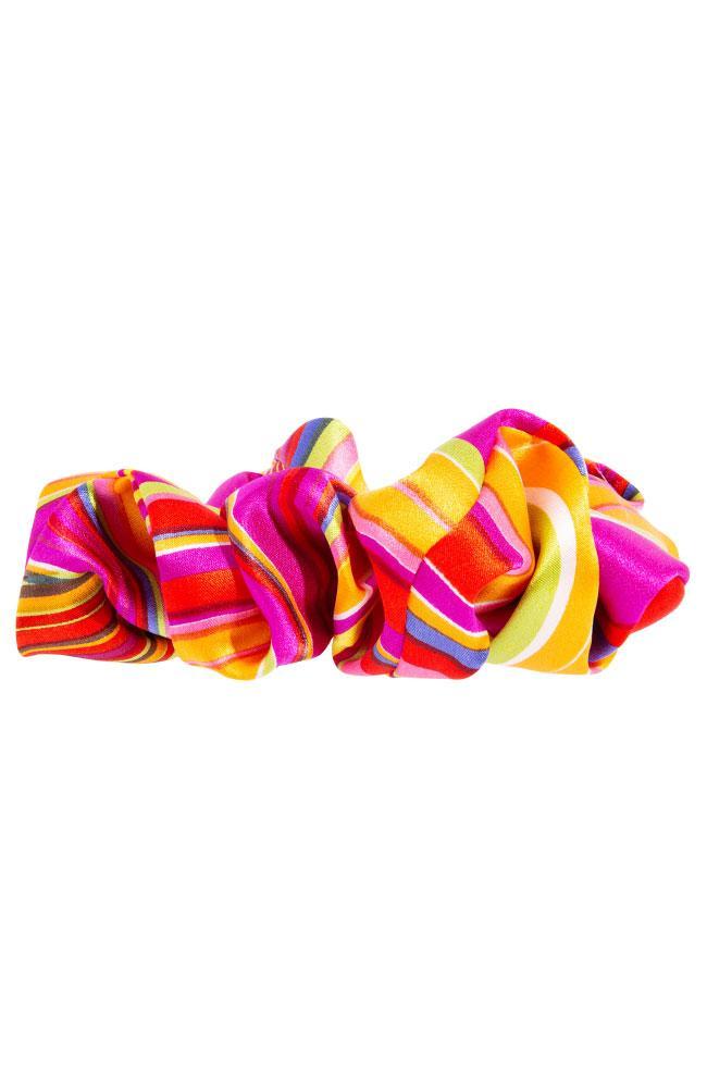L. Erickson USA Medium Pony/Scrunchie - Psychedelic Fuchsia, Silk Charmeuse, side view