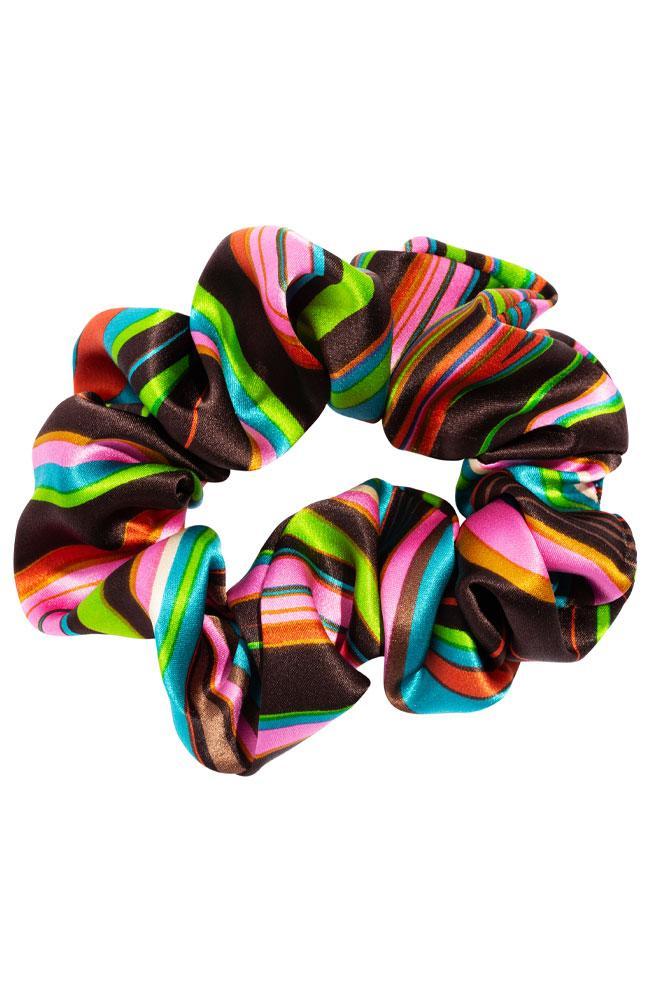 L. Erickson USA Medium Pony/Scrunchie - Psychedelic Brown, Silk Charmeuse