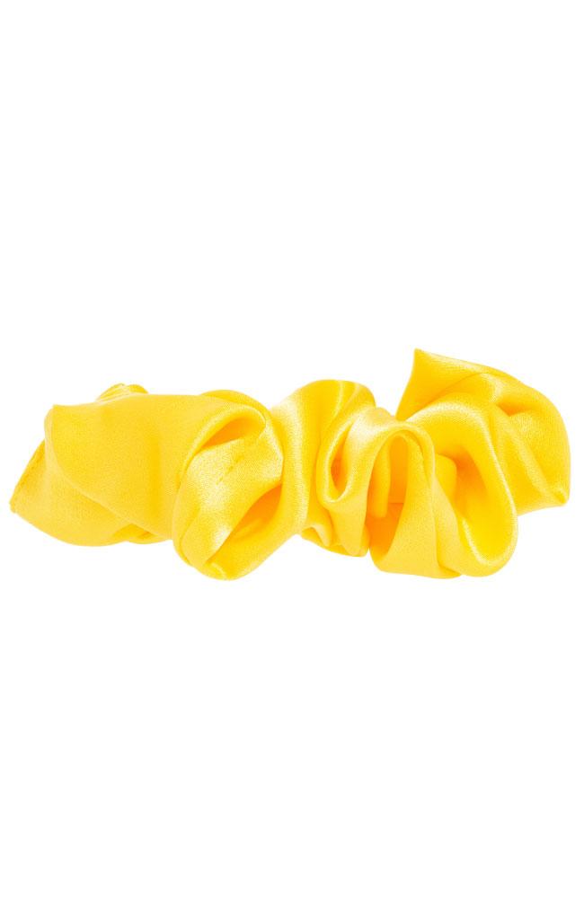 L. Erickson USA Medium Pony/Scrunchie - Buttercup Yellow, Silk Charmeuse, side view