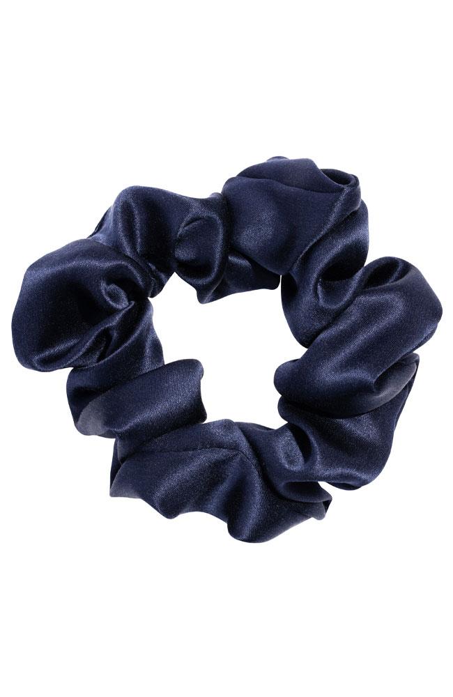 L. Erickson USA Medium Pony/Scrunchie - Navy Blue, Silk Charmeuse