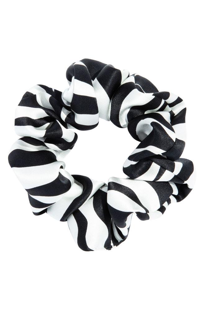 L. Erickson USA Medium Pony/Scrunchie - Wild Zebra Print, Silk Charmeuse