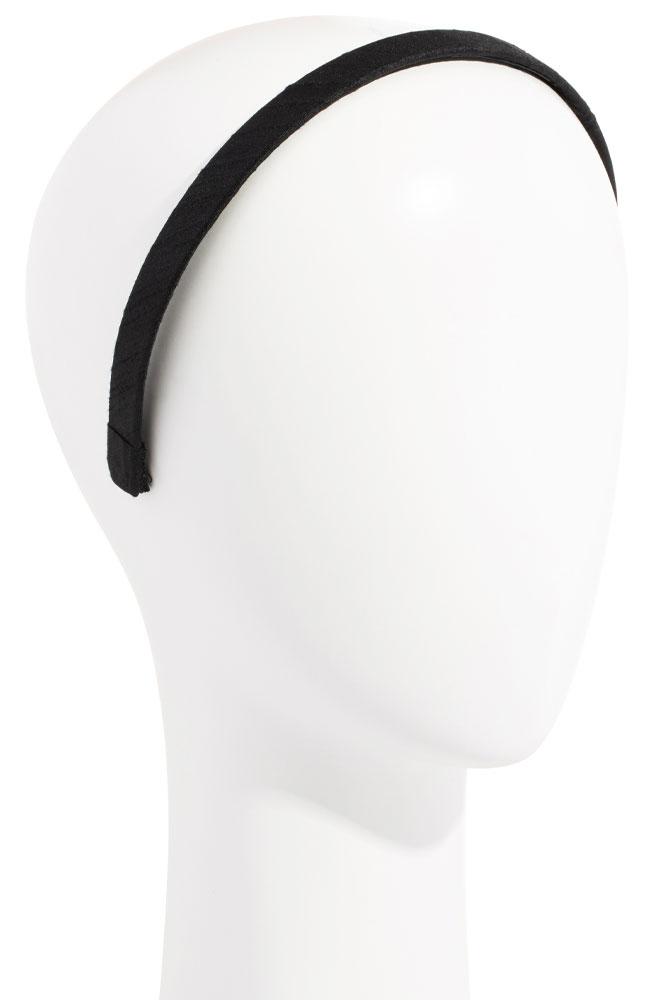 L. Erickson USA 1/2" Ultracomfort Headband - Dupioni Black, Silk Dupioni, alternate view