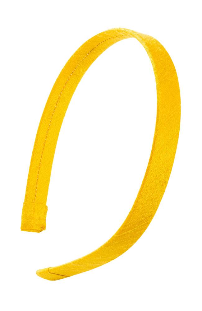 L. Erickson USA 1/2" Ultracomfort Headband - Dupioni Mustard Yellow, Silk Dupioni