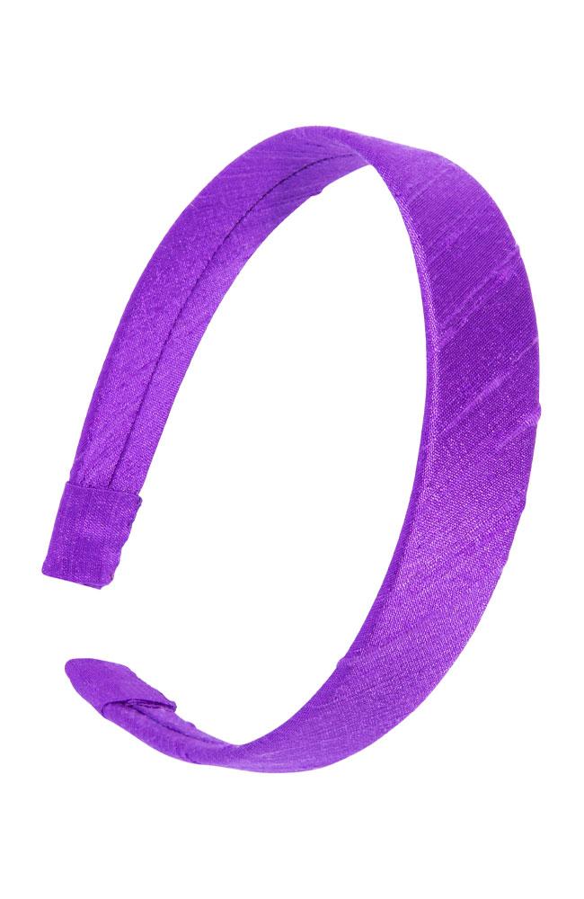 Purple Headband, 1" Wide Ultracomfort Violet Silk Dupioni, L. Erickson USA