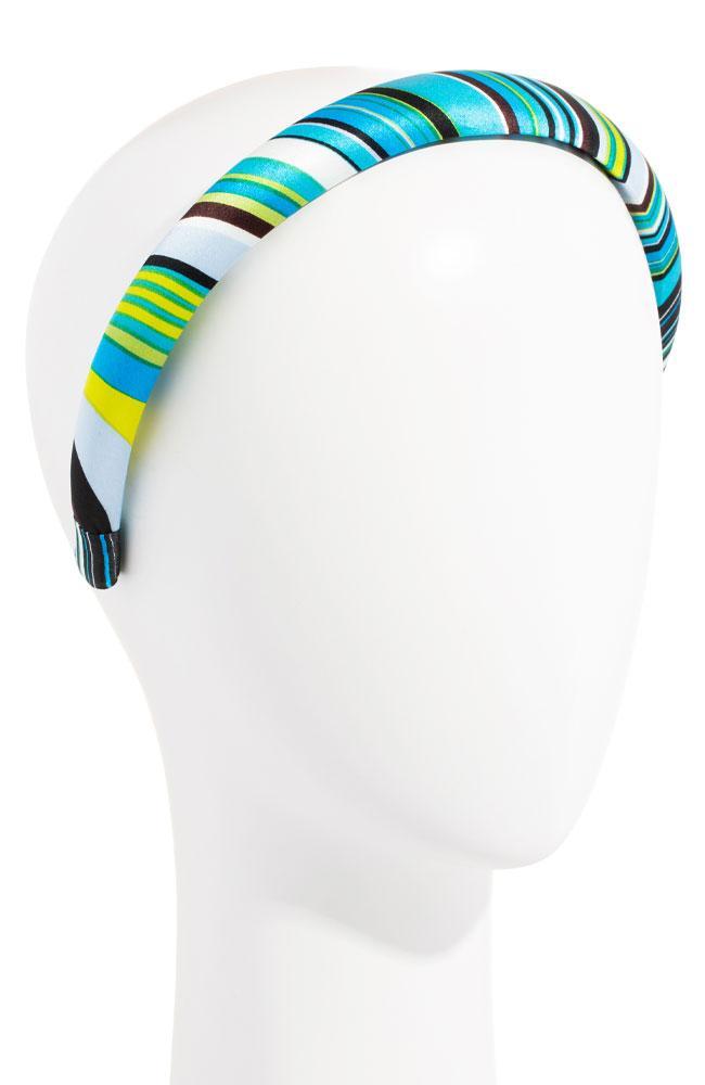 L. Erickson USA 1" Padded Wide Headband - Psychedelic Turquoise, Silk Charmeuse, alternate view