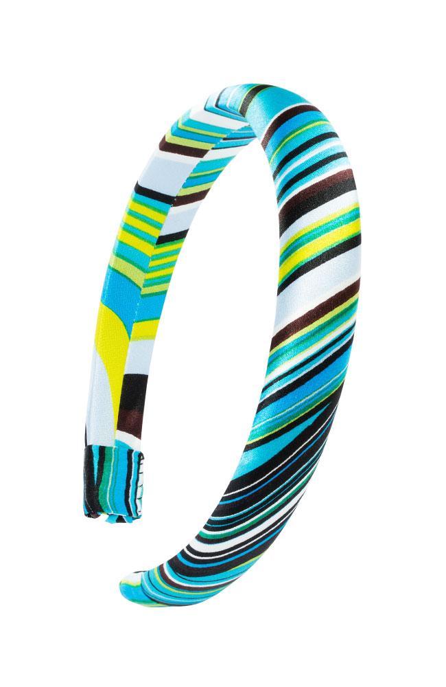 L. Erickson USA 1" Padded Wide Headband - Psychedelic Turquoise, Silk Charmeuse