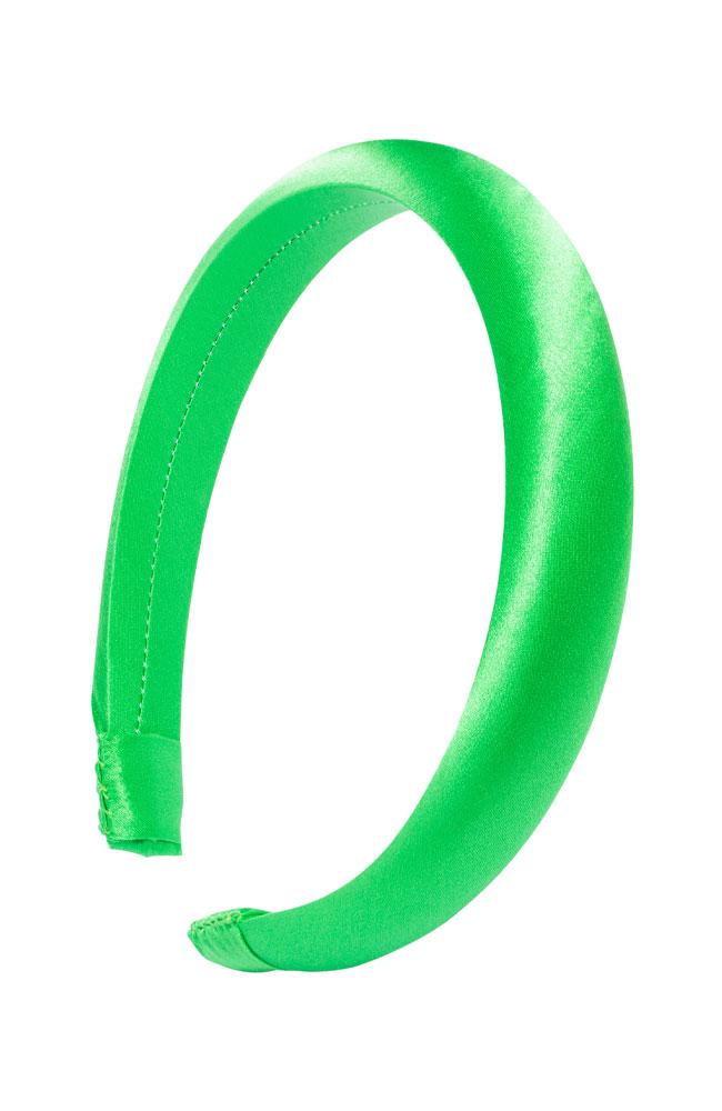 Padded Silk Headband, L. Erickson USA 1" Padded Wide Headband - Midori Green, Silk Charmeuse