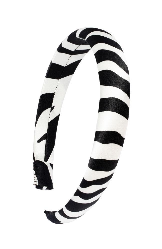 L. Erickson USA 1" Padded Headband - Wild Zebra Print, Silk Charmeuse