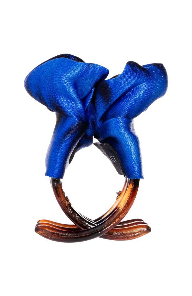 L. Erickson USA Small Covered Jaw - Digital Blur Blue, Silk Charmeuse, side view