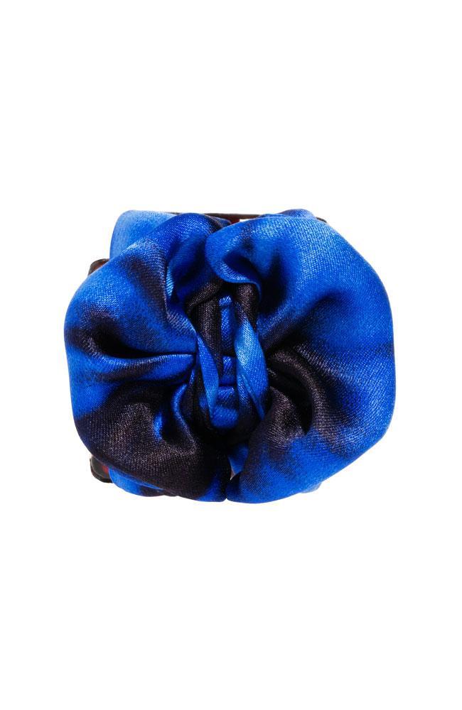 L. Erickson USA Small Covered Jaw - Digital Blur Blue, Silk Charmeuse, top view
