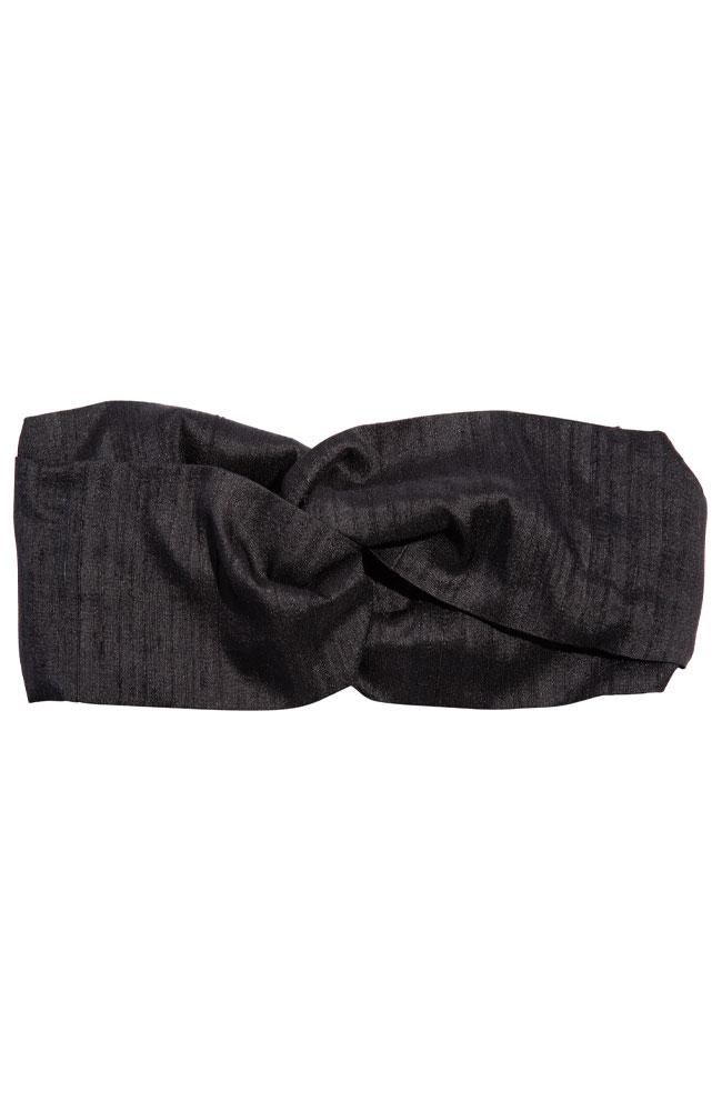 L. Erickson USA Ascot Twisted Headwrap - Black, Silk Dupioni