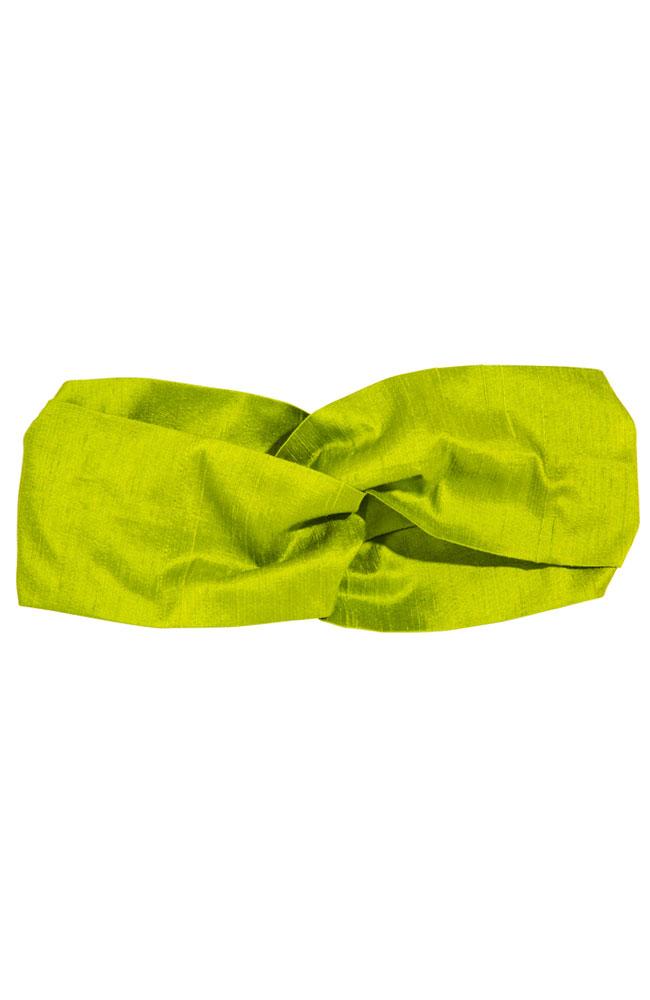 L. Erickson USA Ascot Interlock Headwrap - Peridot Green, Silk Dupioni