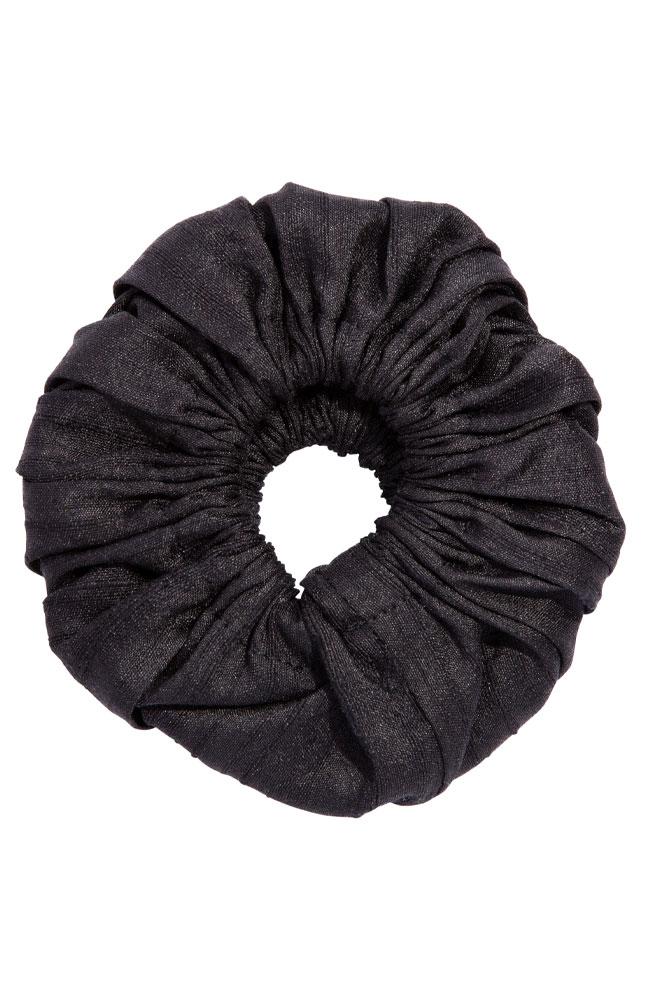 L. Erickson USA Medium Carrington Pony/Scrunchie - Black, Silk Dupioni