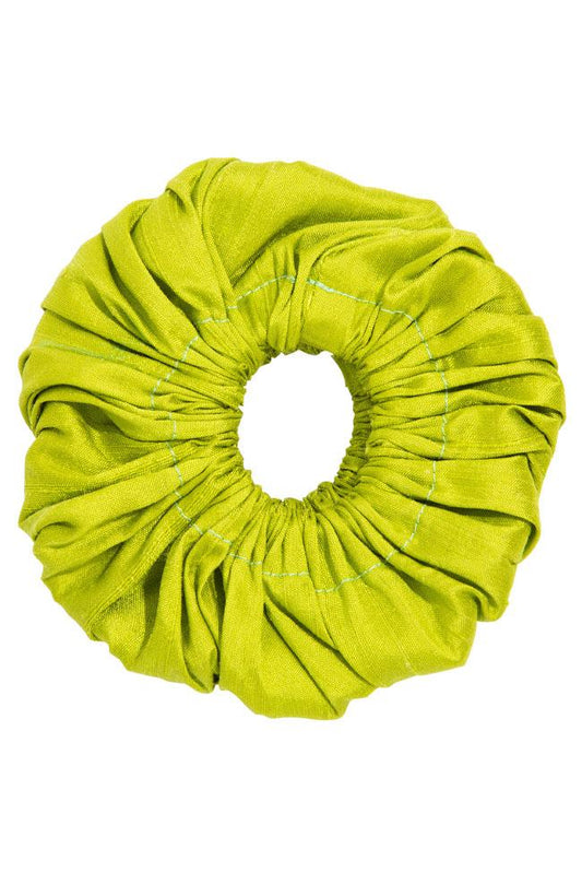 L. Erickson USA Medium Carrington Pony/Scrunchie - Peridot Green, Silk Dupioni
