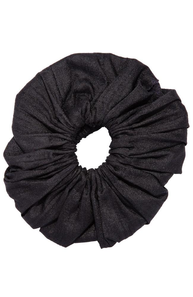 L. Erickson USA Large Carrington Pony/Scrunchie - Black, Silk Dupioni