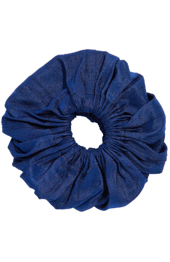 L. Erickson USA Large Carrington Pony/Scrunchie - Navy Blue, Silk Dupioni