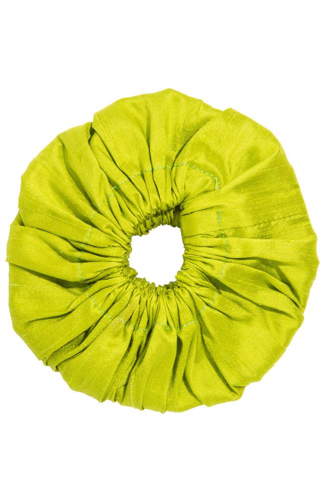 L. Erickson USA Large Carrington Pony/Scrunchie - Peridot Green, Silk Dupioni