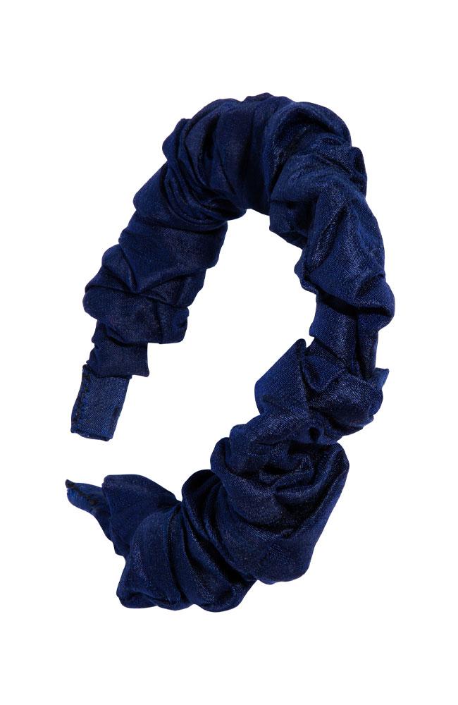 L. Erickson USA 1" Medici Headband - Navy Blue, Silk Dupioni