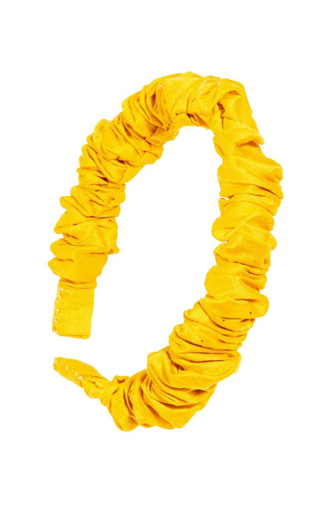 L. Erickson USA 1/2" Medici Rouched Headband - Mustard Yellow, Silk Dupioni