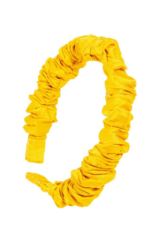 L. Erickson USA 1/2" Medici Rouched Headband - Mustard Yellow, Silk Dupioni
