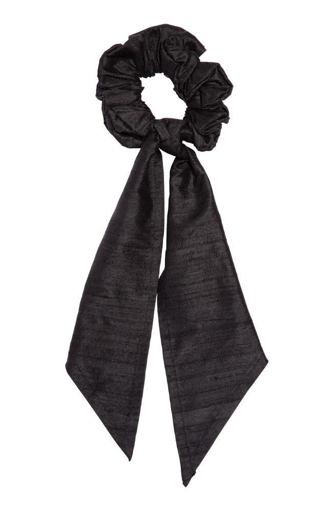 L. Erickson USA Kings Road Pony/Scrunchie - Black, Silk Dupioni