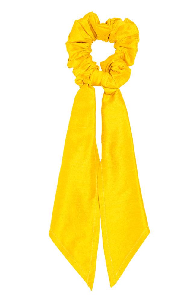 L. Erickson USA Kings Road Pony/Scrunchie - Mustard Yellow, Silk Dupioni