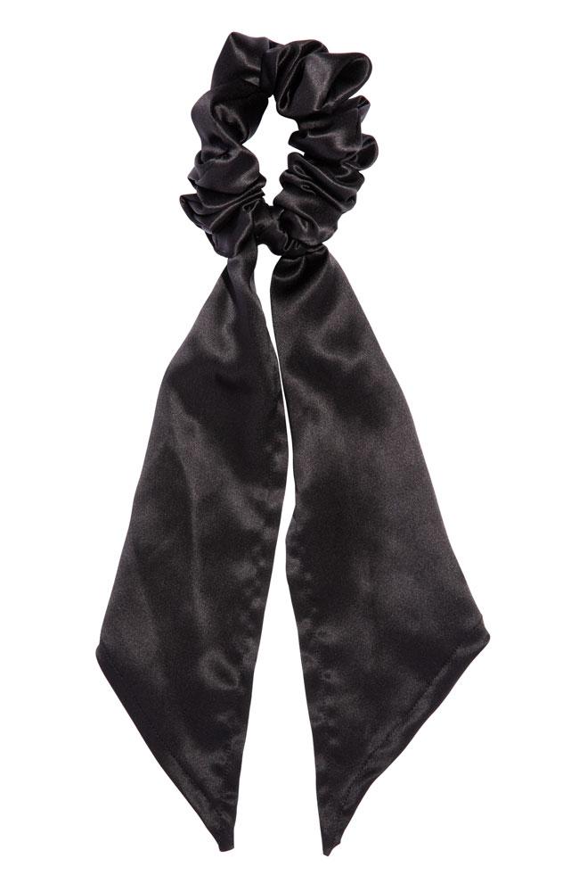 L. Erickson USA Kings Road Pony/Scrunchie - Black, Silk Charmeuse