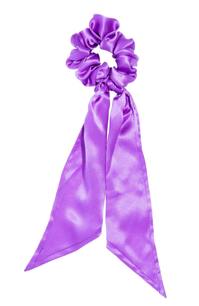 L. Erickson USA Kings Road Pony/Scrunchie - Electric Grape Purple, Silk Charmeuse
