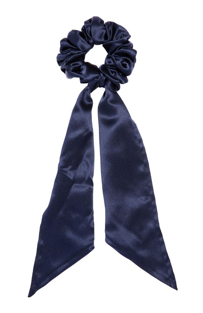 L. Erickson USA Kings Road Pony/Scrunchie - Navy Blue, Silk Charmeuse