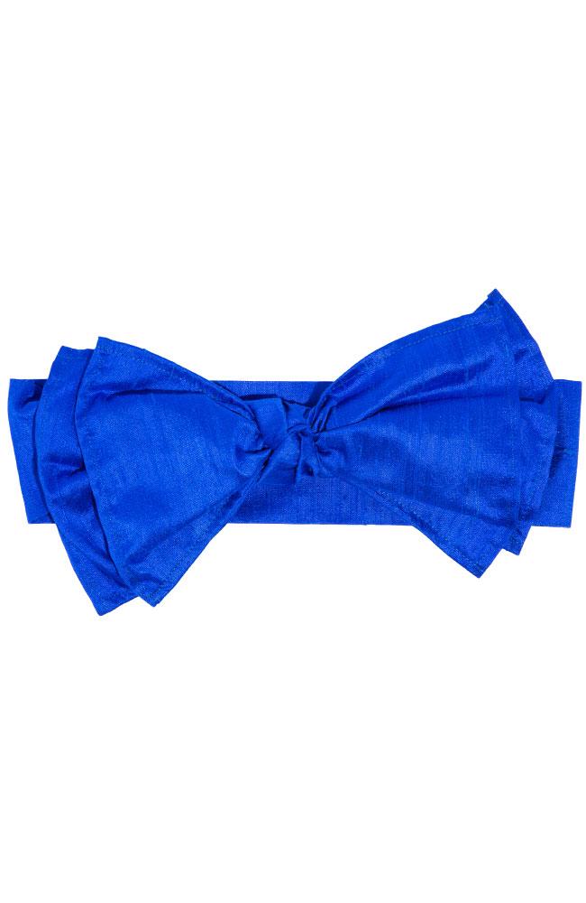 L. Erickson USA Colette Bow Headwrap - Royal Blue, Silk Dupioni