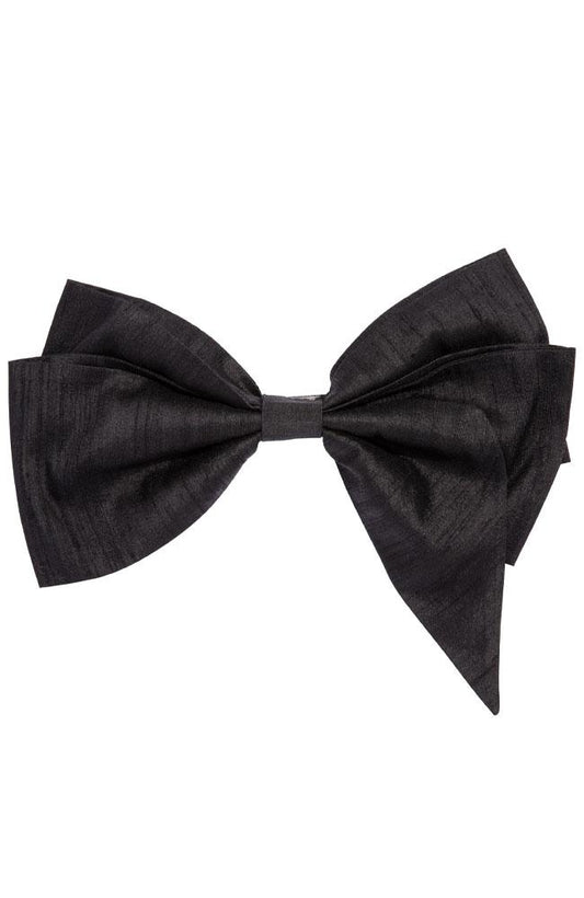 L. Erickson USA Sabrina Bow Barrette - Black, Silk Dupioni