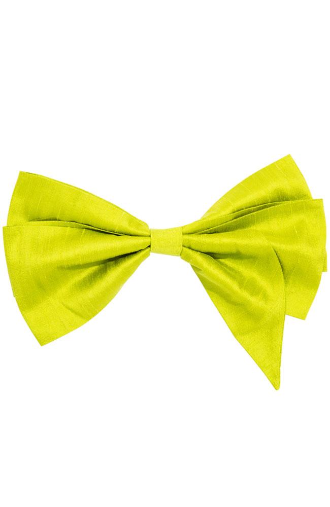 L. Erickson USA Sabrina Bow Barrette - Peridot Green, Silk Dupioni