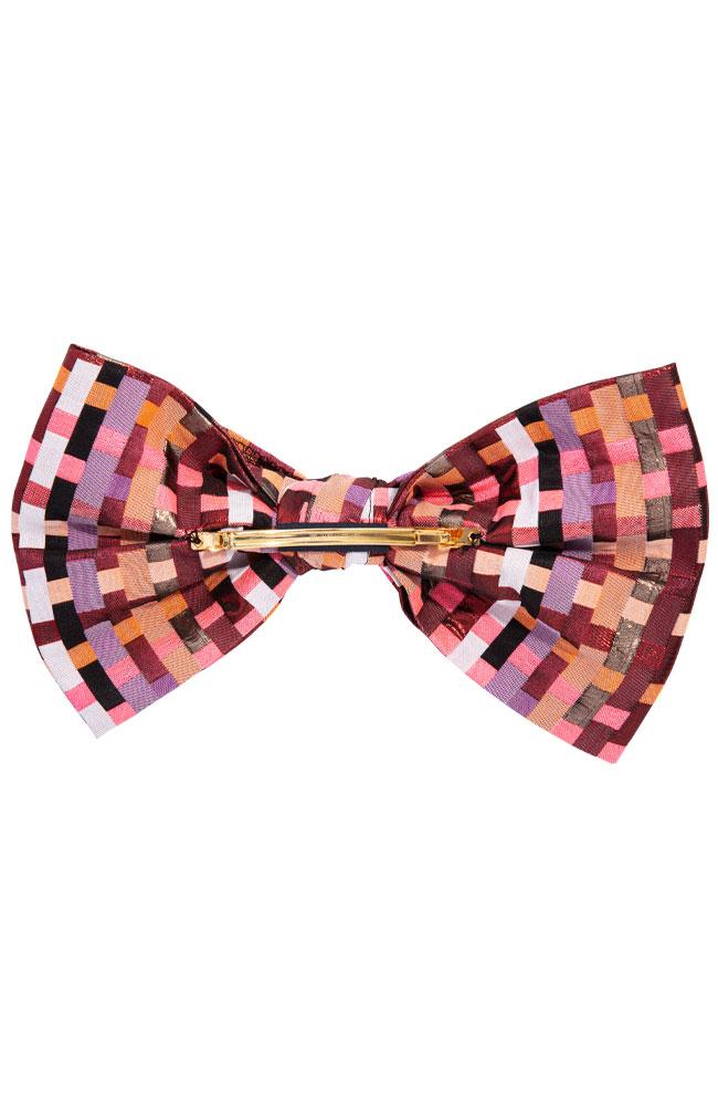 L. Erickson USA Waldorf Bow Barrette - Palm Desert Pink, Cotton/Polyester Blend, back view