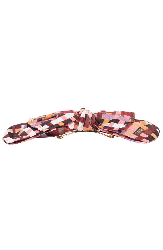 L. Erickson USA Waldorf Bow Barrette - Palm Desert Pink, Cotton/Polyester Blend, side view