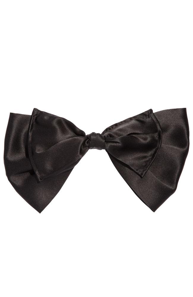 L. Erickson USA Waldorf Bow Barrette - Black, Silk Charmeuse