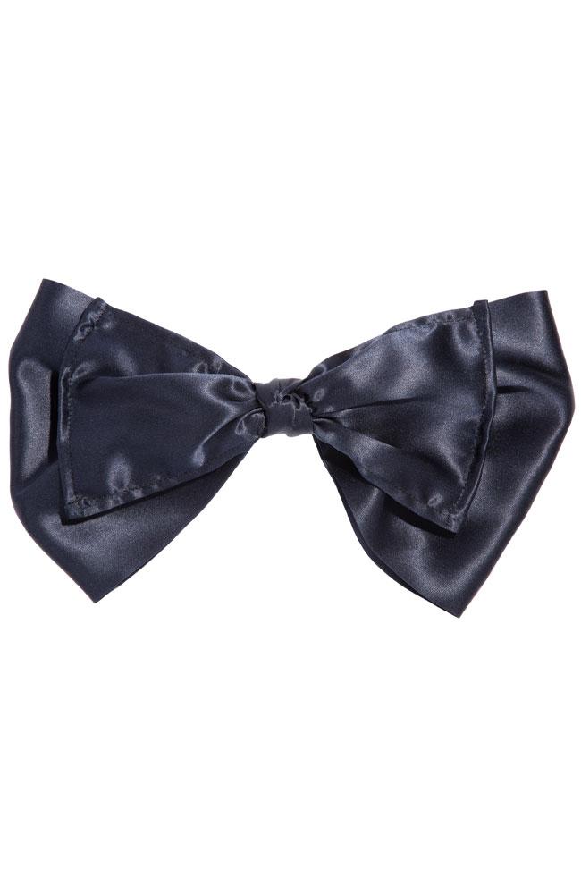 L. Erickson USA Waldorf Bow Barrette - Navy Blue, Silk Charmeuse