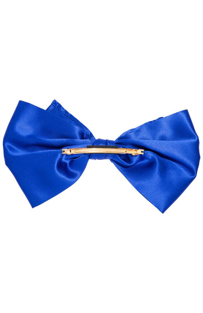 L. Erickson USA Waldorf Bow Barrette - Ocean Blue, Silk Charmeuse, French barrette clasp