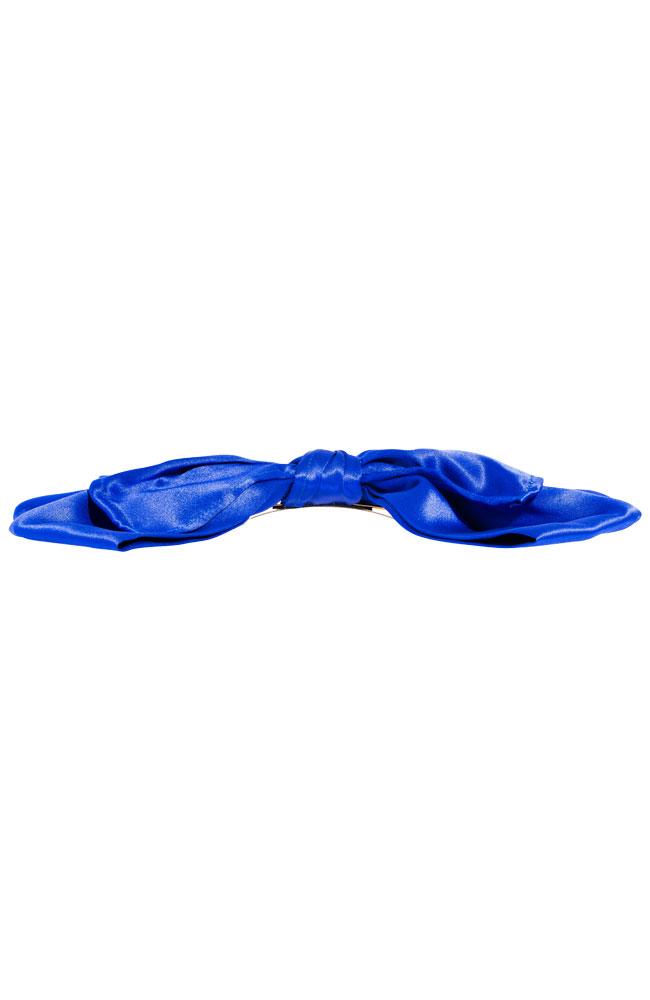 L. Erickson USA Waldorf Bow Barrette - Ocean Blue, Silk Charmeuse, side view