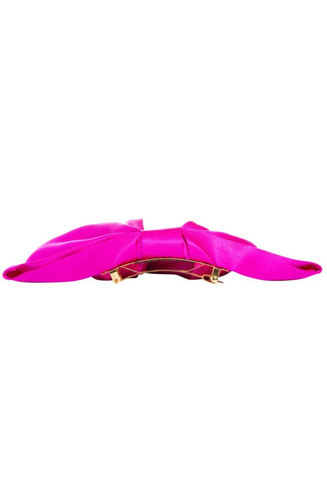 L. Erickson USA Clara Bow Barrette - Island Pink, Silk Charmeuse, side view
