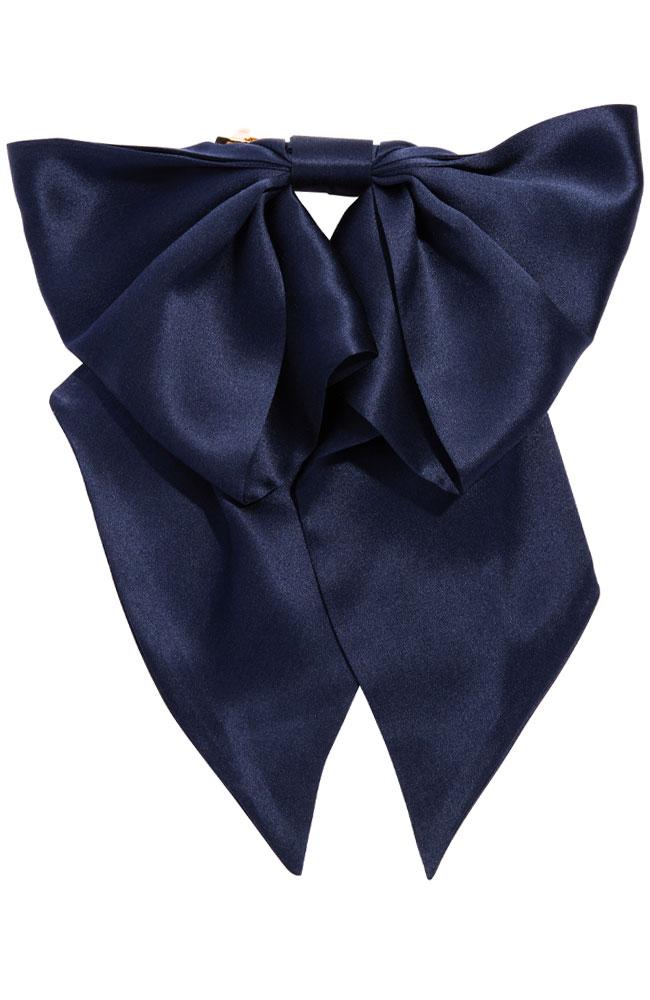 L. Erickson USA Clara Bow Barrette - Navy Blue, Silk Charmeuse