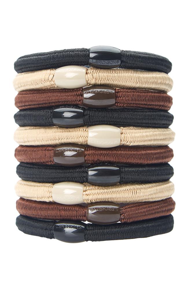 L. Erickson Solid Stretch Ponytail Hair Ties, black, blonde, brunette