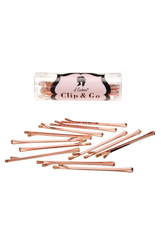 Medium Rose Gold Bobby Pins, 8 Pack Basic Hair Pins by L. Erickson