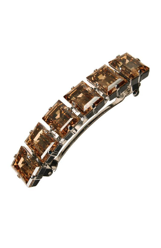 Large golden Crystals make up this french style barrette