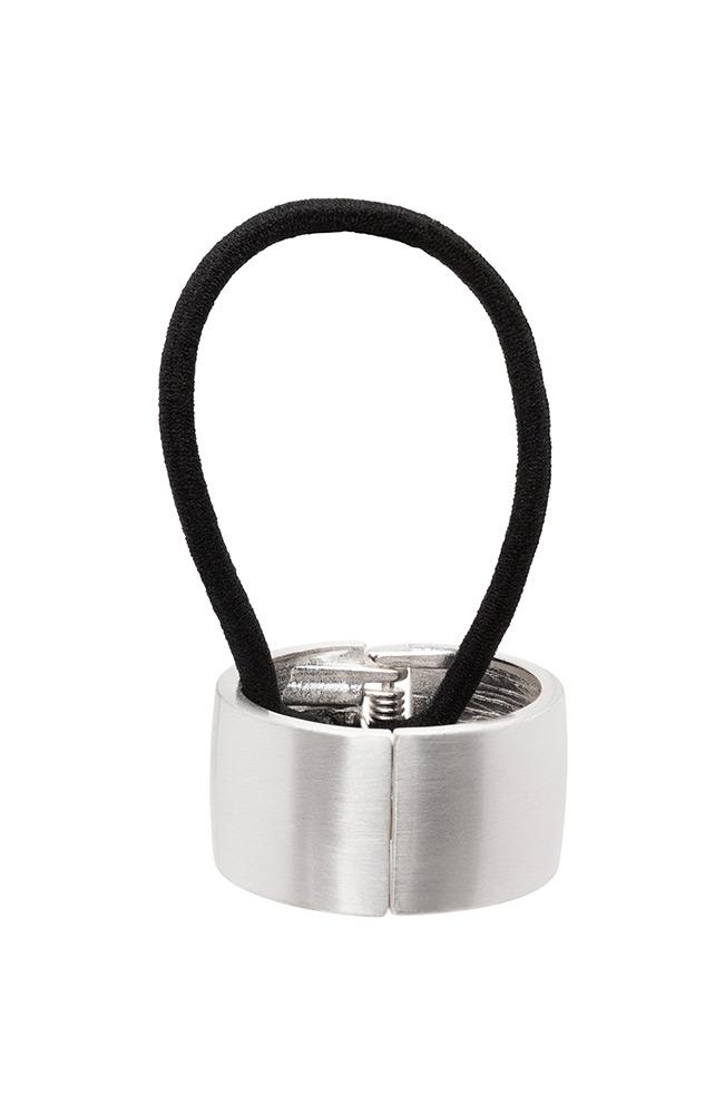 Brushed Silver Metal Ponytail Cuff and Elastic Hair Tie by L. Erickson