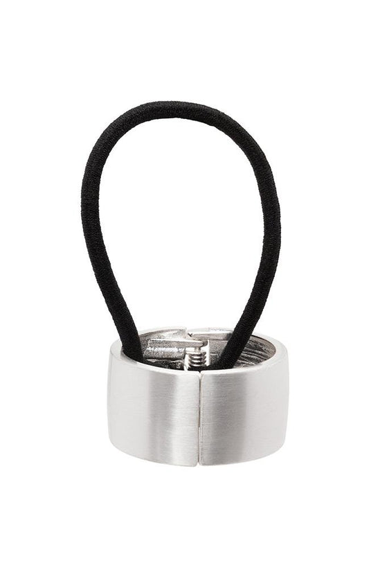 Brushed Silver Metal Ponytail Cuff and Elastic Hair Tie by L. Erickson