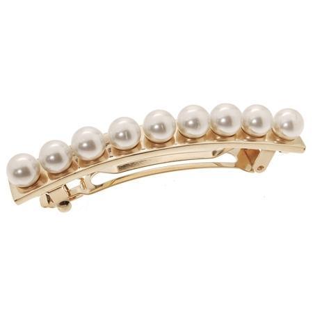 Gold and Pearl Hair clip with French Barrette clasp, L. Erickson